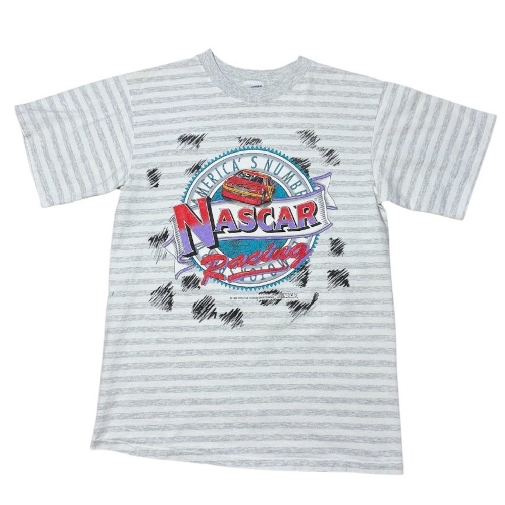 Vintage 90s NASCAR Racing Stripe Single Stitch USA Retro Car Art Graphic T-shirt